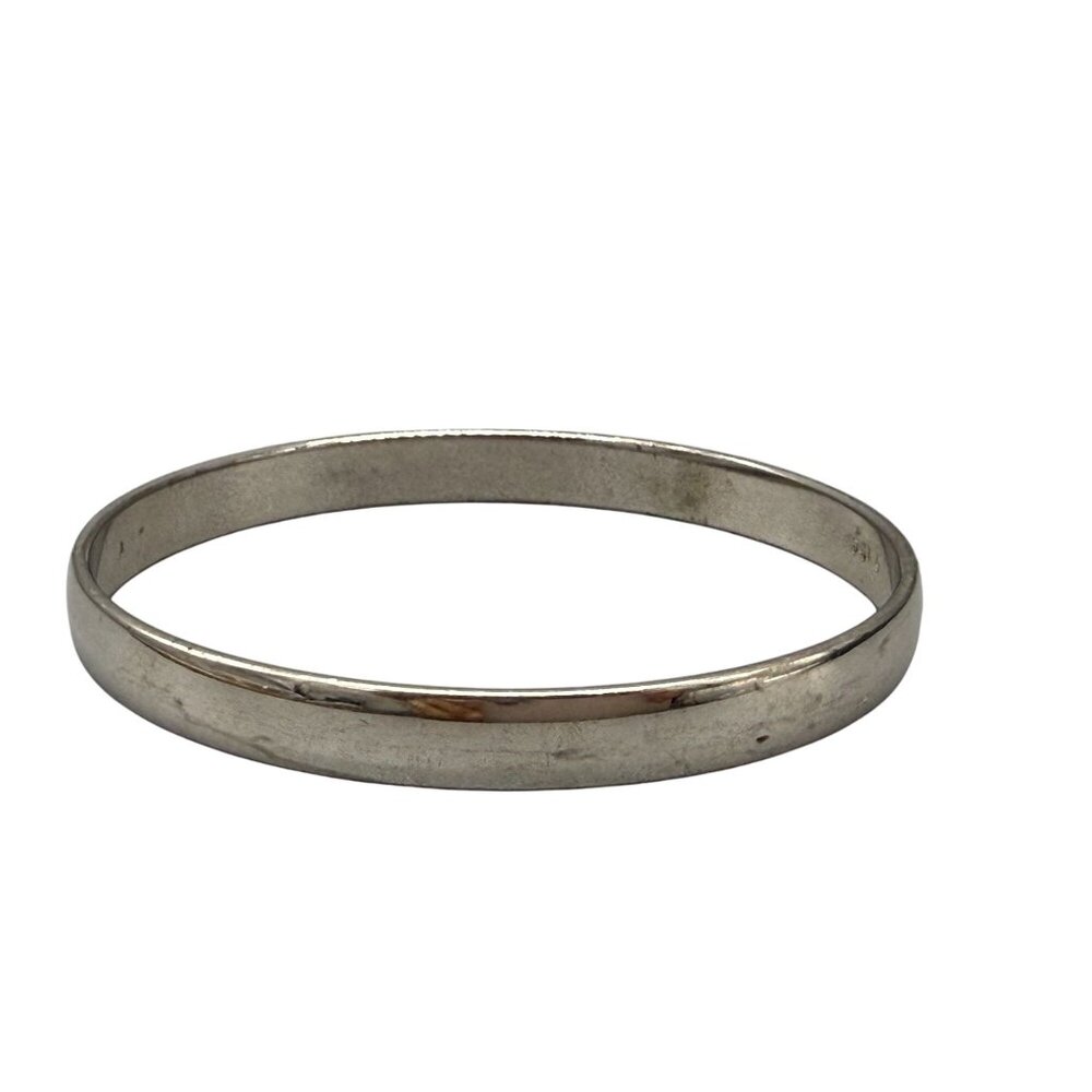 Vintage Monet Round Bangle Bracelet Silver Tone Minimalist Elegance Everyday